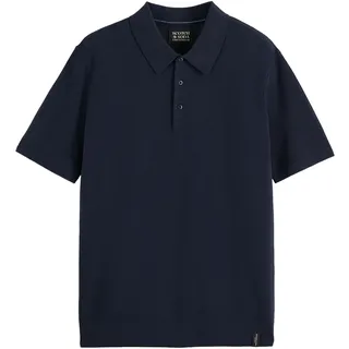 SCOTCH&SODA Herren Poloshirt - Core Structured Knitted Regular Fit Polo, Kurzarm, Struktur, Knopfleiste, Baumwolle Dunkelblau / 2XL