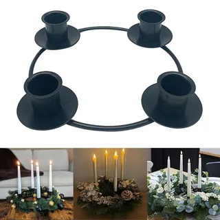 SADOMAIN Adventskranz Kerzenhalter Weihnachten Gold Schwarz Stabkerzenhalter Kerzenständer Advent für Weihnachtskranz aus Metall für Weihnachts Tischdeko Weihnachtsdeko (B:Black)