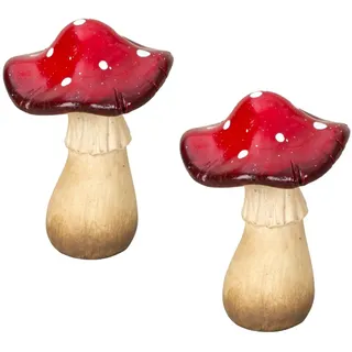 2 Stück Fliegenpilz Figuren H 20 cm Pilz Dekofigur Garten Herbst Deko