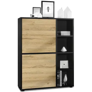 Vladon Highboard 79 x 105,5 x 35,5 cm Eiche / Braun / Schwarz