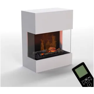 GLOW FIRE Elektrokamin Kästner Wall Wasserdampf Kamin, Elektrischer Kamin, Wasserdampfkamin mit 3D Feuer und Knisterfunktion weiß