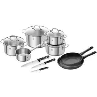 ZWILLING Flow Shine Twin Chef 2 Topfset 10tlg.+ Bratpfanne 24/28 cm + Messer-Set