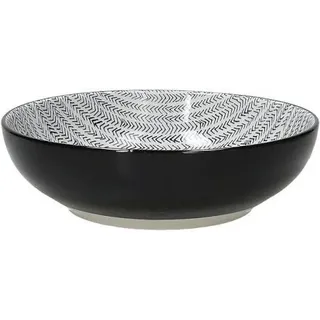 Chakra-salatschüssel Aus Schwarzem Majolika-porzellan 25 Cm