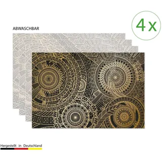 CoverYourDesk, Tischset, Tischset Mandala gold-schwarz