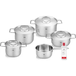 Fissler, Pure Collection Kochtopfset 6-teilig, Edelstahl, Metalldeckel, inkl. Edelstahlpflege, Induktion
