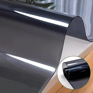 Transparente Tischdecken Tischfolie,Einseitig Schwarz Matt Tabelle Beschützer,Fleckschutz ​Wasserdicht Tischschutzfolie,Keine Blasen,2mm Dicke Tischschutz,Bodenschutzmatte Transparent,Größe wählbar