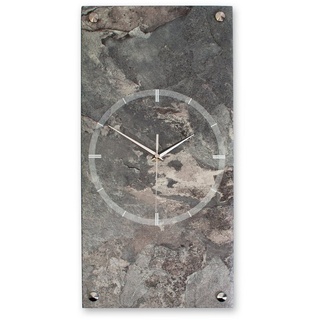 Kreative Feder Wanduhr Designer-Wanduhr „Stone“ aus Stein (Beton) (Funk- oder Quarzuhrwerk; ohne Ticken; elegant, außergewöhnlich, modern) grau