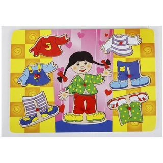 BURI Steckpuzzle 12x Holz Puzzle Kleidung Spielzeug Kinder Babys Kleinen Jungen Mädchen, Puzzleteile