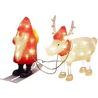 Konstsmide Weihnachtswichtel mit Rentier Kunststoff 40 Dioden 24V Außen (IP44) Rot/Weiß