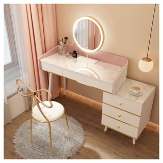 Schlafzimmer Massivholz Schminktisch Modern Schminktisch Schrank integriert (Farbe: Rosa, Weiß, Größe: 100 cm-b)