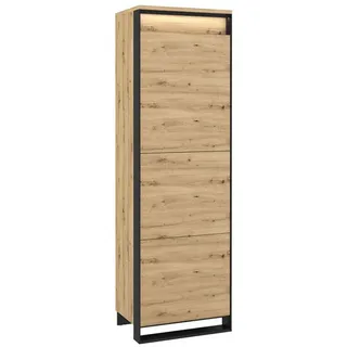 Feldmann-Wohnen Kleiderschrank Quant (Quant, 1-St., Kleiderschrank mit 1 Drehtür) 60cm Eiche Artisan / schwarz 1-türig braun