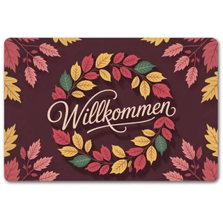 speecheese Fußmatte Willkommen Herbstlaub Kranz Fußmatte in 40x60 cm ohne Rand 40 cm