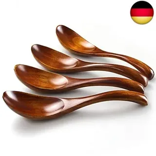 Holzlöffel, 4 Stück Japanischen Stil Runde Handgemachte Nanmu Holzsuppe Kurzer G