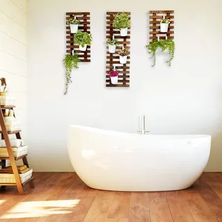 ShopLaLa Wand-Pflanzgefäß, 3 Stück, Holz, zum Aufhängen, für Zimmerpflanzen, Luftpflanzen, Sukkulenten-Halter, lebender vertikaler Garten, große Wandmontage, Pflanzenständer, Dekoration für