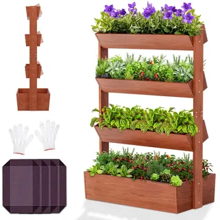 SUNYRISY 4 Etagen Holz Hochbeet Premium Blumenkasten Balkon