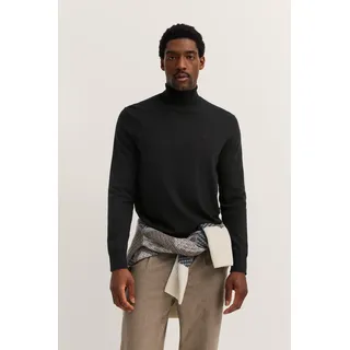 Rollkragenpullover BUGATTI "Regular Fit", Herren, Gr. L, grau (280, dunkelgrau), Strick, 95% Baumwolle, 5% Kaschmir, unifarben, regular fit, ohne Ausschnitt, Rippbündchen, Pullover Rollkragenpullover, aus Baumwolle-Kaschmir