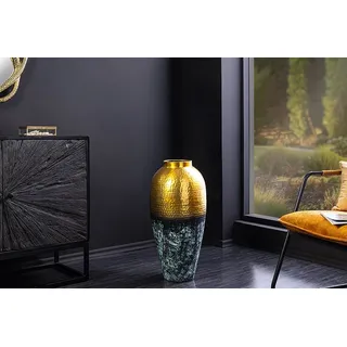 riess-ambiente Bodenvase ORIENT M 50cm gold · große Dekovase für getrocknete Blumen/Pampasgras (Einzelartikel, 1 St), handmade · Hammerschlag Design · Metall mit Patina · Wohnzimmer goldfarben 25 cm x 46 cm x 25 cm