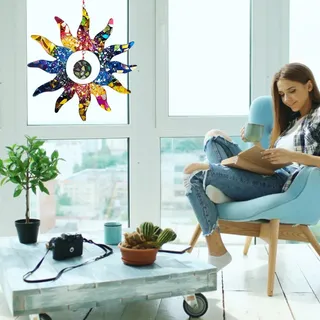Solar-wanddekoration – Mehrfarbige Acryl-sonnenfigur – 21 Cm Durchmesser – 1 Stück – Außergewöhnliche Leuchtkraft Und Textur Für Garten, Terrasse Und Zuhause