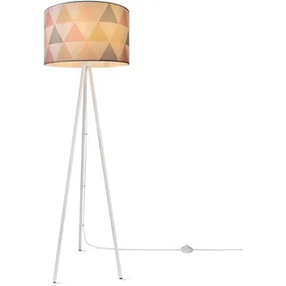 Stehlampe PACO HOME "Trina Delta" Lampen Gr. Höhe: 148,5 cm, weiß Standleuchten Stehlampe Leselampe Stofflampenschirm Dreieck Rund E27 Textil Bunt