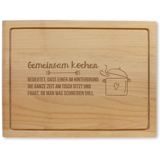 Holzschneidebrett mit Gravur - Gemeinsam kochen, ca. 40 x 30 x 2 cm, Made in Austria, Nachhaltige Geschenkidee