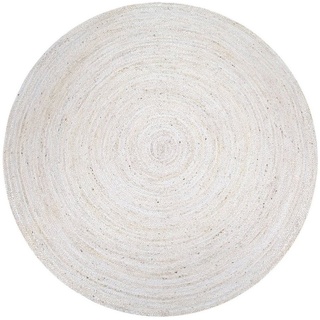Teppich Viborg 595, Paco Home, rund, Höhe: 13 mm, Jute, Modern, Boho, Handgefertigter Natur-Teppich weiß Ø 100 cm x 13 mm