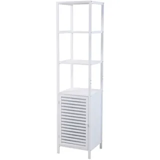 Svita Badregal L mit Tür hoher Badezimmerschrank Regal freistehend Weiß