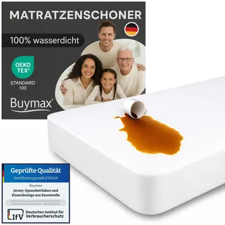 Buymax Matratzenschoner 90x200 cm Wasserdicht, wasserdichte Spannbettlaken ohne Knistern, Inkontinenzauflage Rundumgummi Atmungsaktiv Rundumbezug Anti-Milben Bezug waschbar