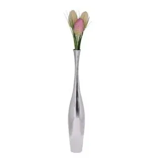 Wohnling Deko Vase groß Bottle S Aluminium modern mit 1 Öffnung in Silber
