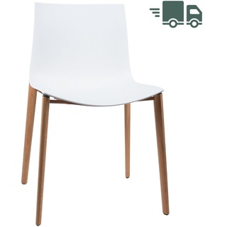 Arper CATIFA 46 0355 Stuhl Schale einfarbig weiß - Vierfußgestell Eiche natur