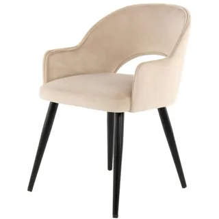 MeGusta Moderner Stuhl 2er-Set Beige Polsterstuhl Esszimmerstuhl mit Armlehne Lilli