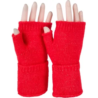 Strickhandschuhe STYLEBREAKER "Fingerlose Strickhandschuhe Einfarbig", Damen, rot, Obermaterial: 100% Polyacryl PAN., Modisch, Handschuhe