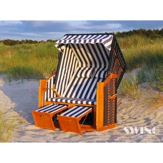 Swing&Harmonie LED - Strandkorb XXL - 118cm inkl. Abdeckcover Volllieger Ostsee Sonneninsel Rattan Möbel Polyrattan - versch. Ausführungen