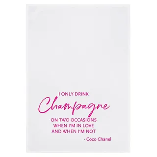 17;30 Hamburg Geschirrtuch Champagne-Spruch in Pink, (1-tlg) weiß