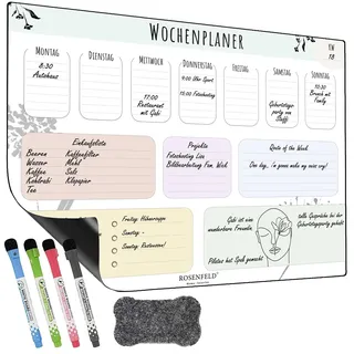 Magnetischer Wochenplaner Whiteboard - Abwischbare Magnet-Tafel für den - Bunt