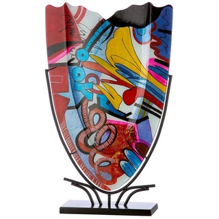 GILDE Dekovase Glasart, Vase, flach, "Street Art" Graffiti, Glas, mehrfarbig H58cm