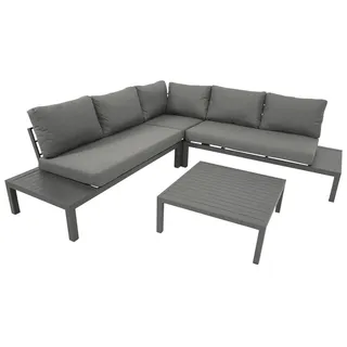 FRG Eck-Lounge Set mit Tisch Aluminium grau