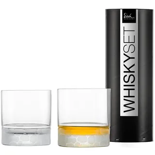 EISCH Kristall Whisky Gläser HAMILTON – Set aus 2 hand geschliffenen 400 ml Bechern mit dickem, gewichtetem Boden - Perfekt für Bourbon, Cognac, Scotch, Irish Whiskey & traditionelle Cocktails