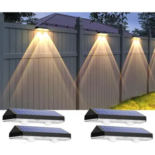 Solarbetriebene Zaunleuchten Für Den Außenbereich – 3000/4000/6000 K, 3 Modi, Ip65 Wasserdicht, Für Garten, Geländer, Stufen, Terrasse, Treppen Und Mauern (4er-set)