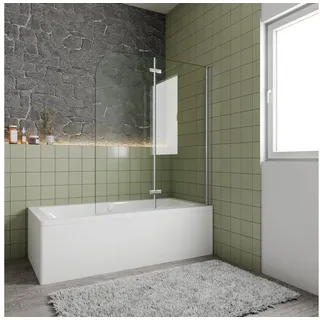 AICA Badewannenaufsatz 2-/3-teilig schwarz/chrom/weiß Faltwand Drehfaltwand Duschtrennwand, Einscheibensicherheitsglas, Sicherheitsglas, (2 tlg), mit Antikalk-Versiegelung,ebenerdiger Einbau möglich weiß 110 cm x 140 cm