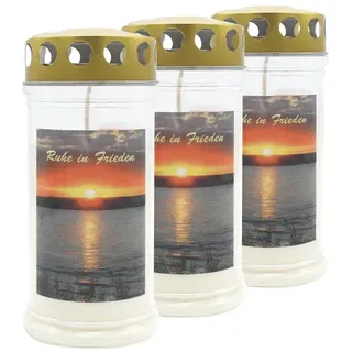 JEKA-Motivkerze "Sonnenuntergang", 100% Pflanzenöl, Brenndauer bis 4 Tage, 75/170 mm, 3 St.
