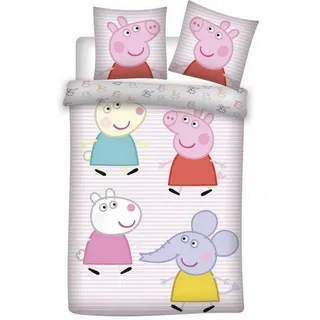 Peppa Pig Kinderbettwäsche Wutz Schwein Kinder Bettwäsche Set Mädchen Baumwolle Wendebettwäsche