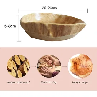 Obstschale Aus Naturholz Für Eine Besondere Dekoration, Unregelmäßige, Kreative Holzschale, Handgefertigte Obstschale Aus Holz Zum Servieren Für Die Küchentheke (25-29 Cm)