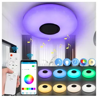LMaxhome Deckenleuchten LED RGBW Deckenlampe Bluetooth Lautsprecher APP Fernbedienung Dimmbar, 36W 3000-6500K Smart Tageslicht für Schlafzimmer Wohnzimmer Küche Ø 26 cm