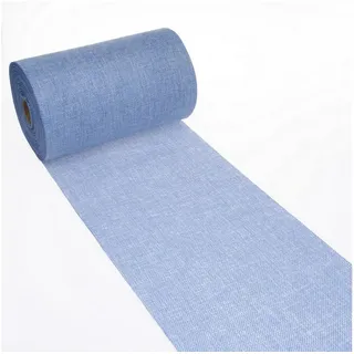 Deko AS GmbH DEKO AS Shabby Chic Leinenoptik Tischläufer, Polyester geruchsneutral, Hellblau, 20 cm x 5 m