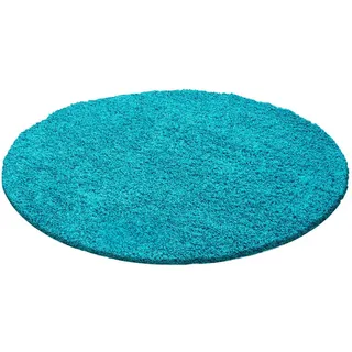 Ayyildiz  Hochflorteppich Life 1500, Türkis, Textil, Uni, rund, Oeko-Tex® Standard 100, für Fußbodenheizung geeignet, schmutzabweisend, Hausstauballergiker lichtunempfindlich, antistatisch, pflegeleicht, strapazierfähig, leicht zusammenrollbar, Teppiche & Böden, Teppiche, Hochflorteppiche & Shaggys