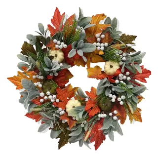 Herbstkränze Für Die Haustür, 45CM Herbst Türkranz, Künstlich Thanksgiving Harvest Herbst Kürbiskranz Mit Ahornblättern, Hängend Fenster Wand Halloween Weihnachten Herbsts Kränze Dekorationen
