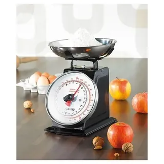 Rosenstein & Söhne Feinwaage analog: Analoge Retro-Küchenwaage bis 5 kg mit Tara-Funktion, schwarz, Metall (Kuechenwaage, Küchenwaage Vintage, Schüssel)