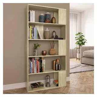 furnicato Bücherregal Sonoma-Eiche 80 x 24 x 159 cm aus Holzwerkstoff, 1-tlg., Regalwand mit 5 Fächern als Raumteiler für eine übersichtliche Ablage braun