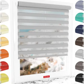 Schuette® Rollo ohne Bohren & mit Bohren 2in1 ● Tag & Nacht Doppelrollo Kollektion: Cloudy Day (Grau) ● 55 x 230 cm (Breite x Höhe) ● Suprafix Klemmrollo = Klemmfix 2.0 ● 60s Montage mit Video