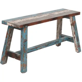 LEBENSwohnART Ranch Sitzbank, Mahagoni, Flurbank 90cm, Antik-Multicolor | Antik gestaltete Bank aus massivem Holz für Flur, Wohnbereich oder Esszimmer mit dekorativer Oberfläche und klassischer Form